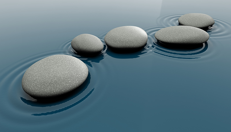 3d stones zen like on water