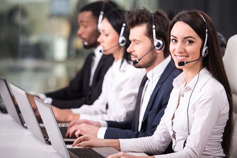 side view line call centre employees