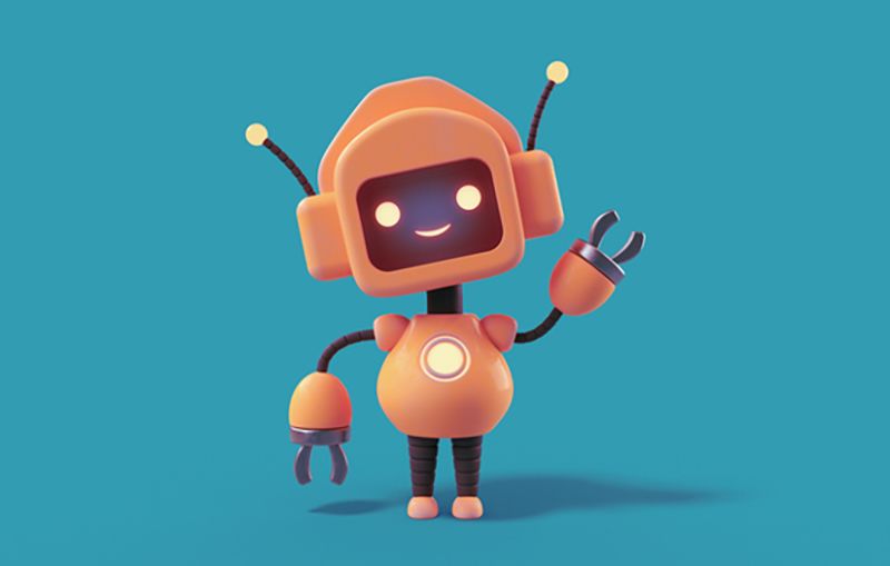 friendly positive cute cartoon orange robot